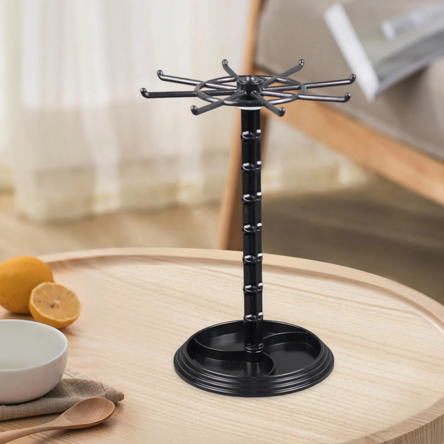 Jewelry Organizer Hanging Rack Rotating Jewelry Display Stand Necklace Holder Jewelry Hanger for Scrunchie Dresser Shows Countertop Bathroom Tall Black