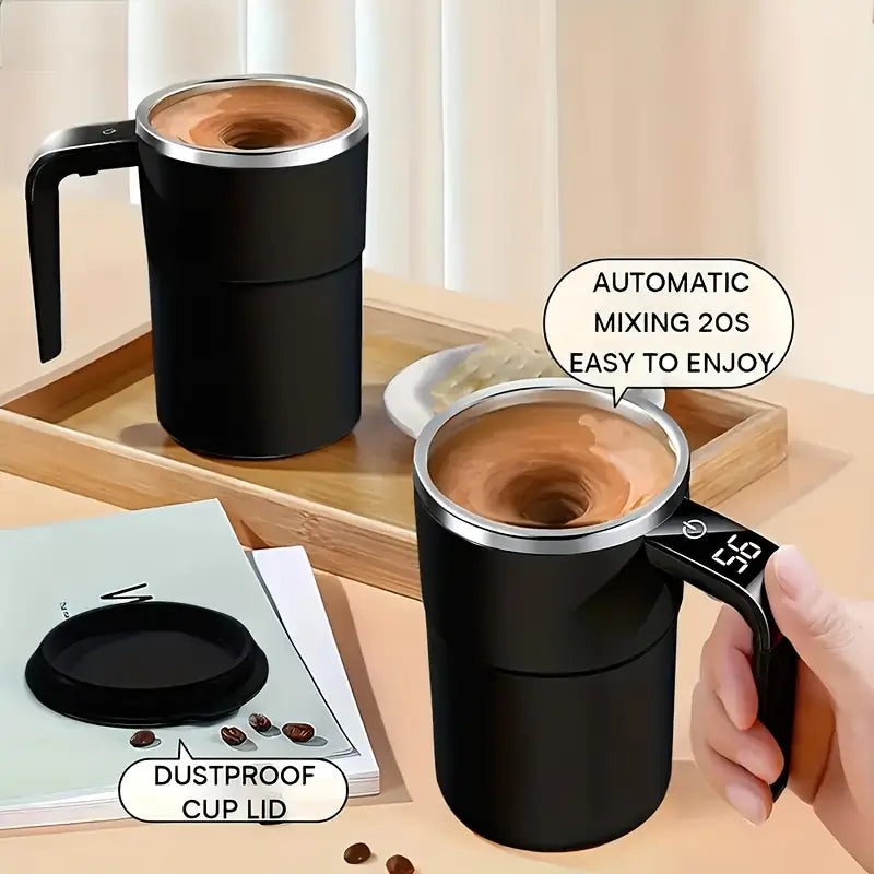 Rechargeable Self-Stirring Coffee Mug with Touchscreen Temperature Display & Auto-Mixing - USB Rechargeable Stainless Steel Matte Mug for Coffee, Milkshakes, Protein Drinks - Ideal Gift for Home & Office Use, Coffee Cup, Beverage Heating, Modern Drinkware