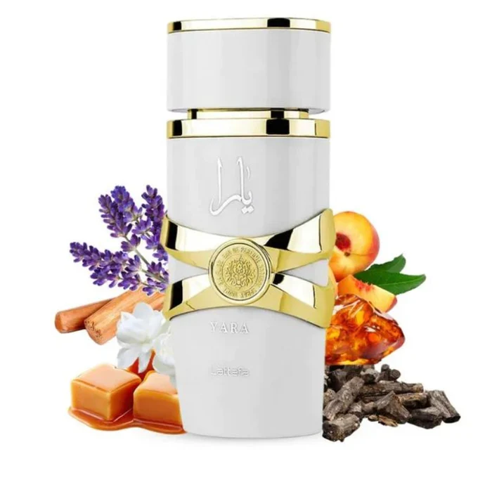 Lattafa Yara Moi White Yara EDP 100ml | Jasmine Peach Amber Caramel Sandalwood Patchouli with Musk Notes