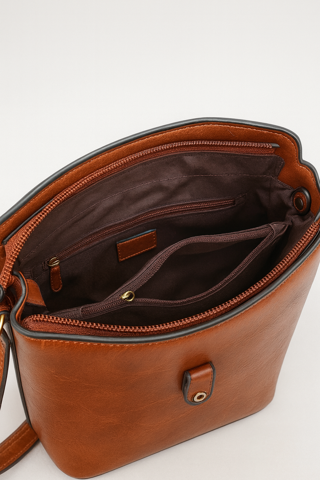 Women's PU Leather Bucket Bag with Gold Hardware & Crossbody Strap