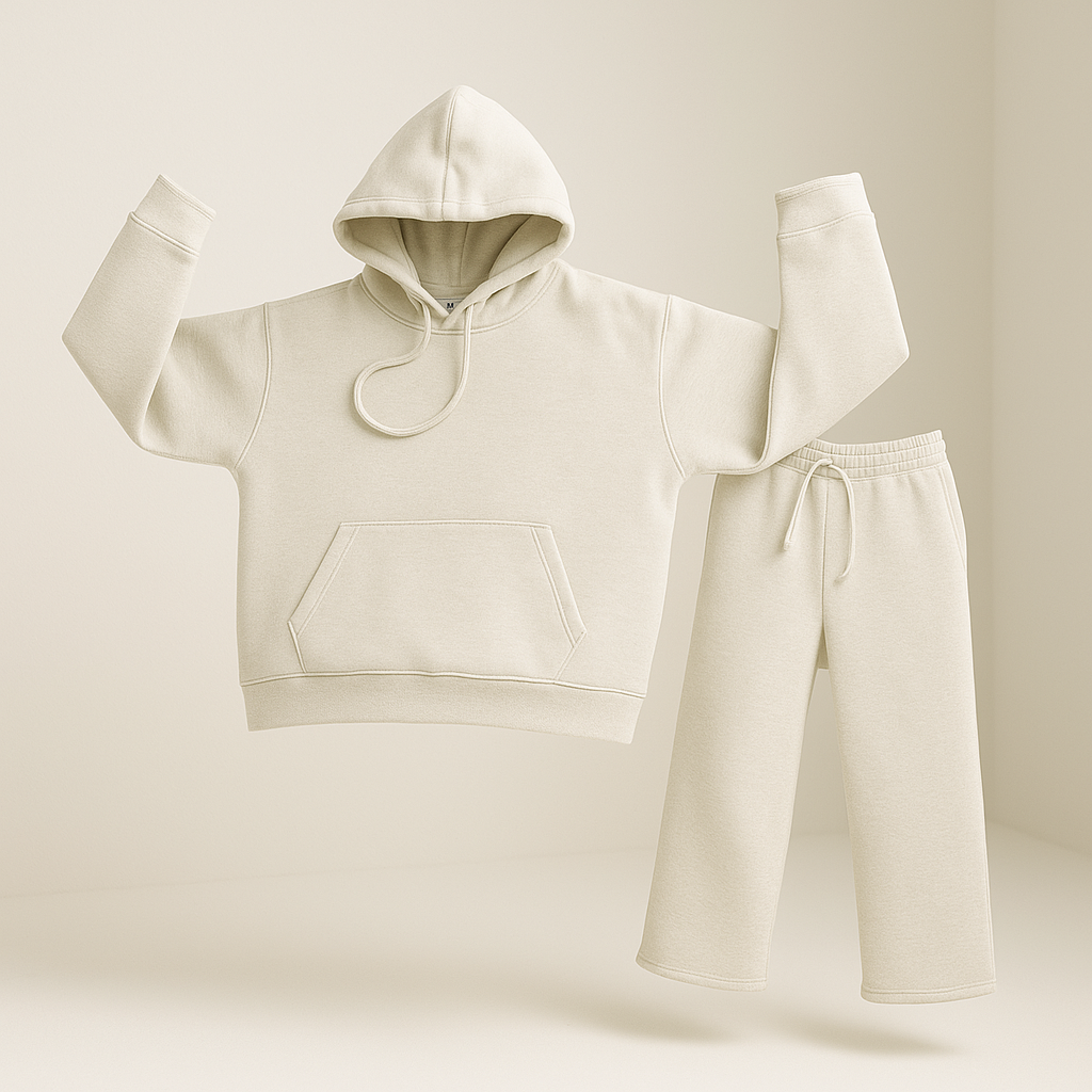 Ladies Wide Leg Fleece Tracksuit – 300 GSM Pullover Hoodie Set | Drip Hatch
