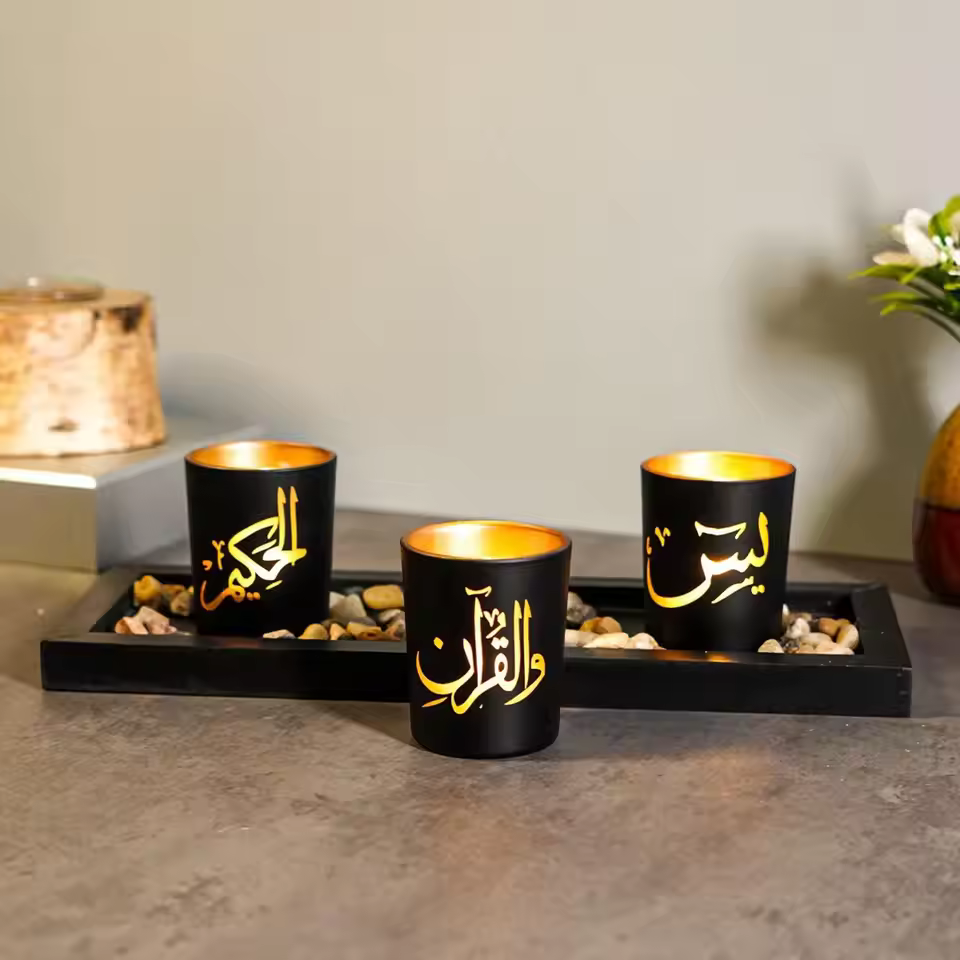3‑Piece Glass Candle Cup Set | Safe Decorative Candle Holders for Dining Table & Fireplace