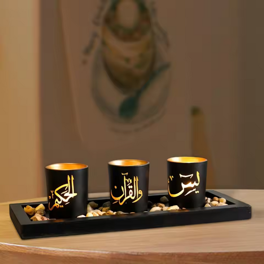 3‑Piece Glass Candle Cup Set | Safe Decorative Candle Holders for Dining Table & Fireplace