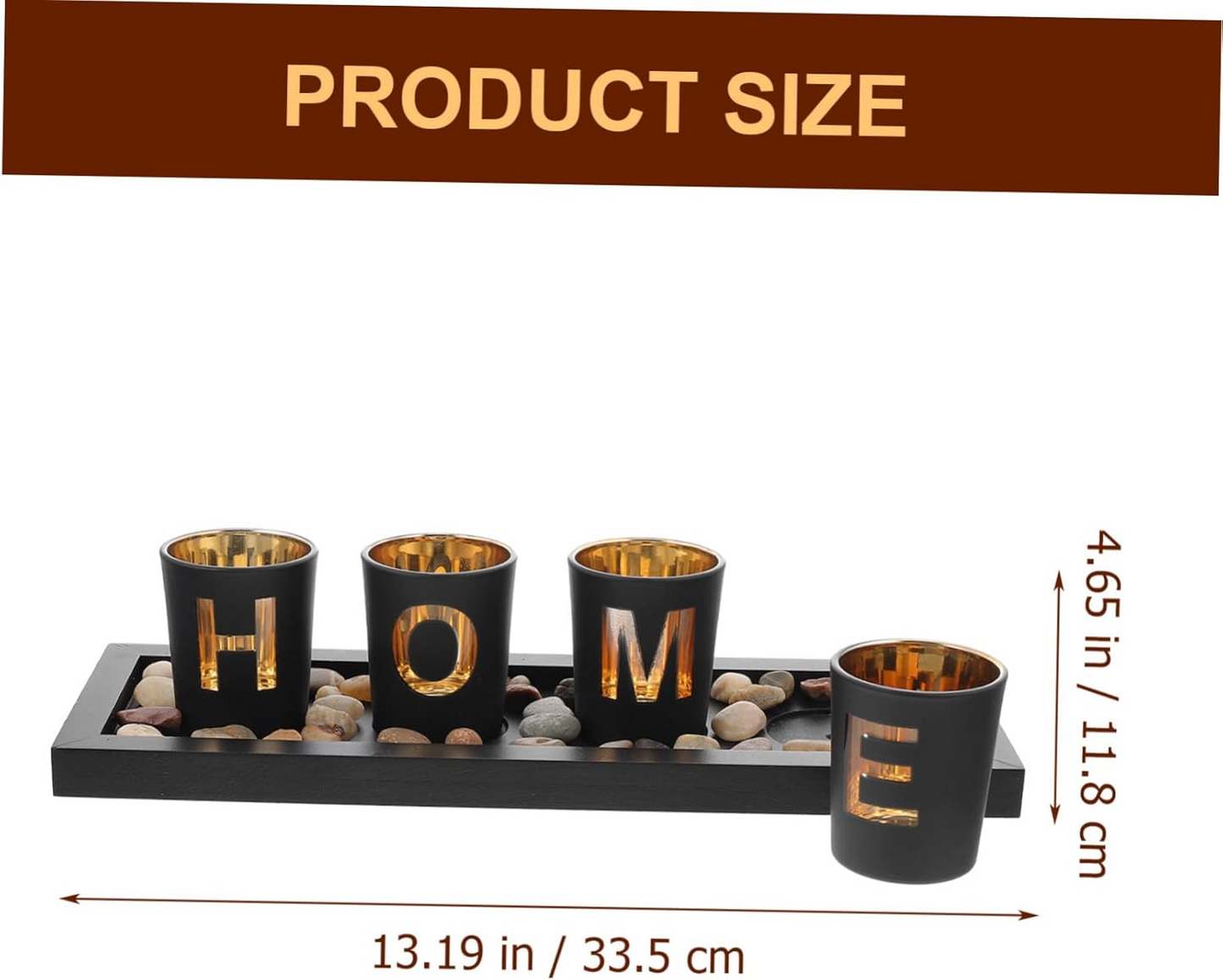 Yardenfun Wooden Tray Candlestick Set – Letter “HOME” Decor for Tabletop & Terrarium