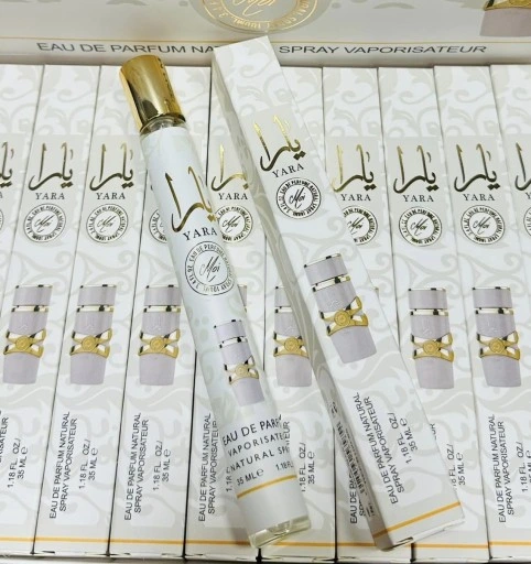 Lattafa Yara Moi White 35ml Stick Spray - Long Lasting Portable with Pheromones for Men Women - Clean Vibes Luxe Feels - Alcohol Free Peach Caramel Patchouli Sandalwood Amber