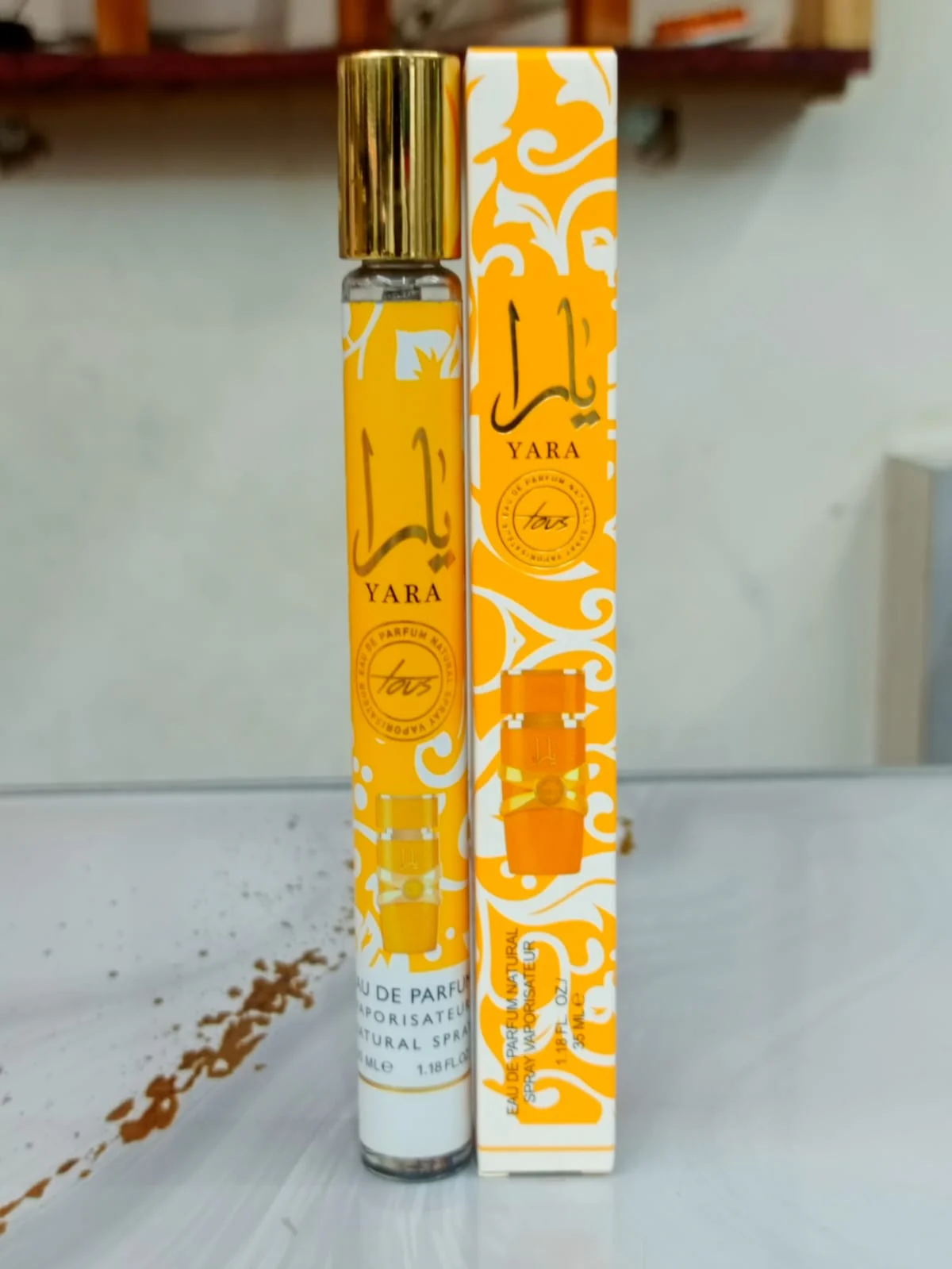 Lattafa Yara Moi Perfume Stick Spray Yellow 35ml Long Lasting Portable with Pheromones for Men & Women Musk Fragrance | Orchid Heliotrope Tangerine Gourmand Vanilla Musk Sandalwood