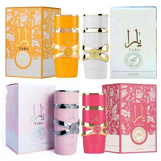 Lattafa Yara 4-Piece Gift Set - 3.4 Fl Oz Each, Musk Fragrance, Tropical & Fruity Scents, Perfect for Gifting