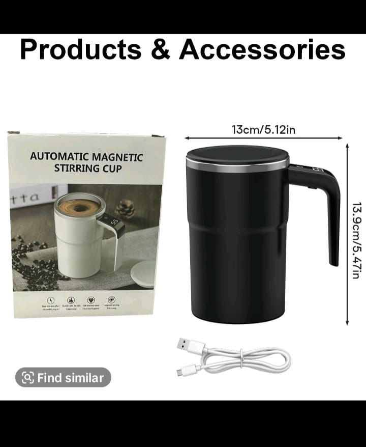 Rechargeable Self-Stirring Coffee Mug with Touchscreen Temperature Display & Auto-Mixing - USB Rechargeable Stainless Steel Matte Mug for Coffee, Milkshakes, Protein Drinks - Ideal Gift for Home & Office Use, Coffee Cup, Beverage Heating, Modern Drinkware