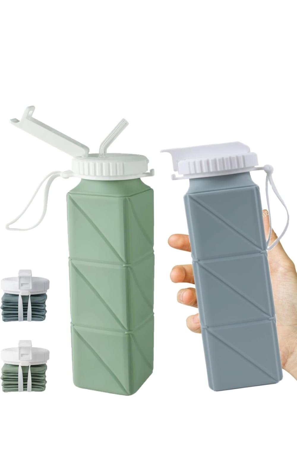 Collapsible Travel Water Bottles, Food Grade BPA Free Silicone Foldable Water Bottle, Leakproof Portable Expandable Water Bottles for Traveling, Camping, Hiking, Cycling & Sports Outdoor 620ml