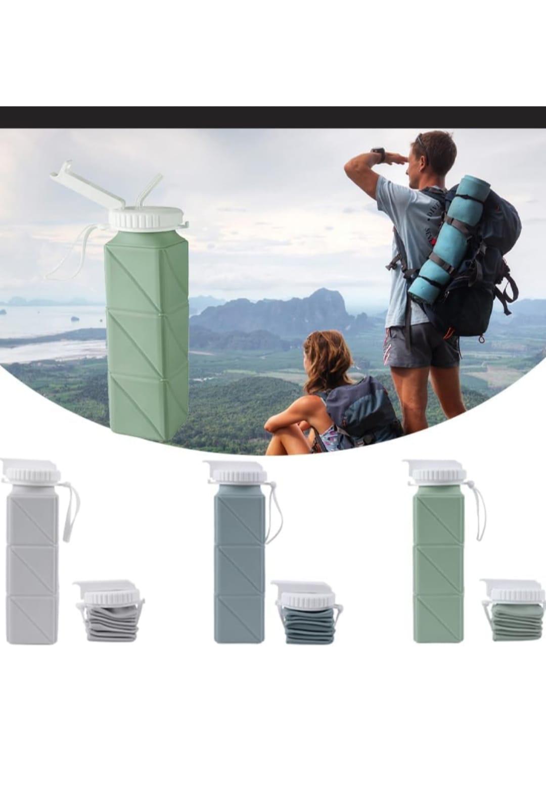 Collapsible Travel Water Bottles, Food Grade BPA Free Silicone Foldable Water Bottle, Leakproof Portable Expandable Water Bottles for Traveling, Camping, Hiking, Cycling & Sports Outdoor 620ml