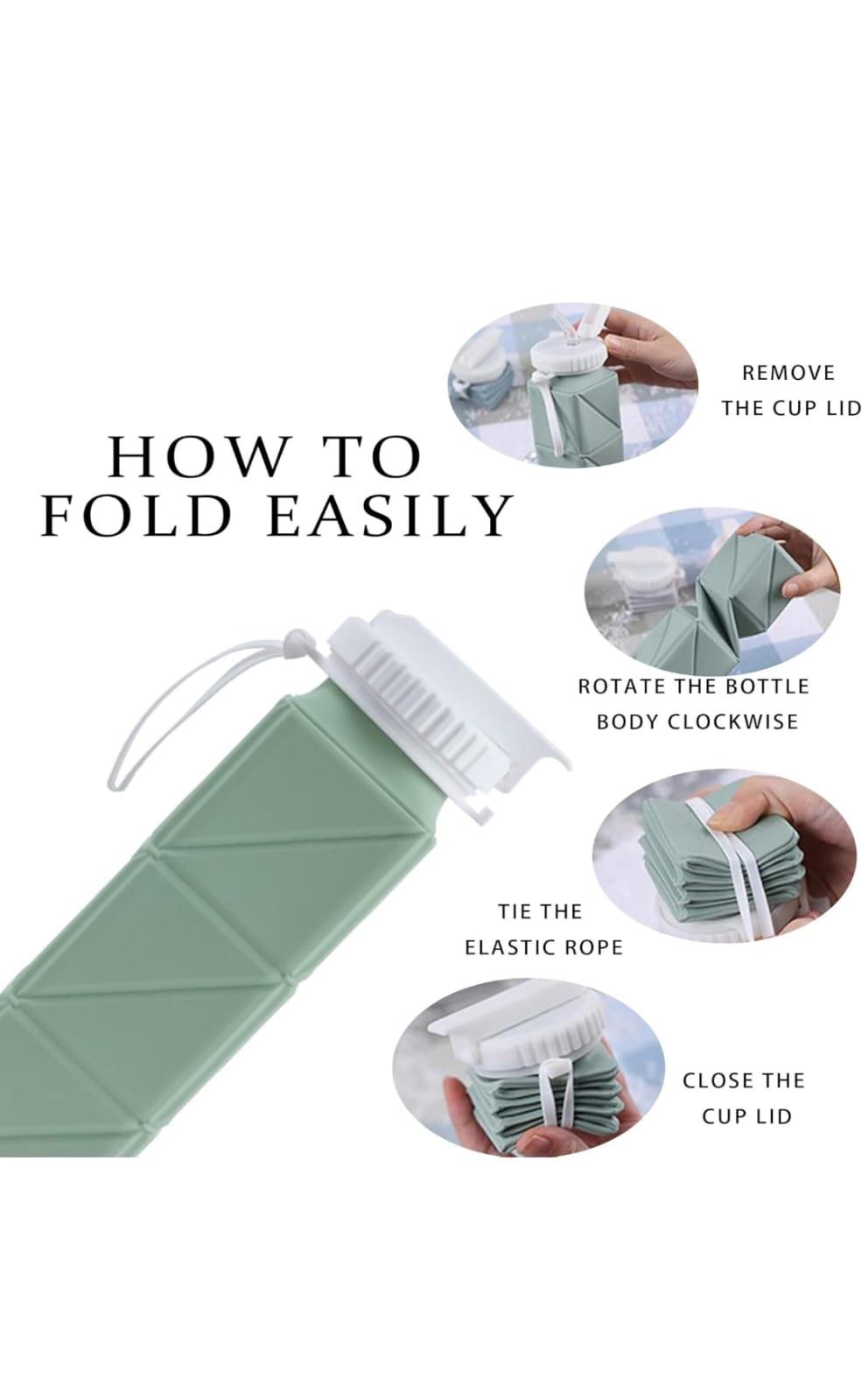 Collapsible Travel Water Bottles, Food Grade BPA Free Silicone Foldable Water Bottle, Leakproof Portable Expandable Water Bottles for Traveling, Camping, Hiking, Cycling & Sports Outdoor 620ml