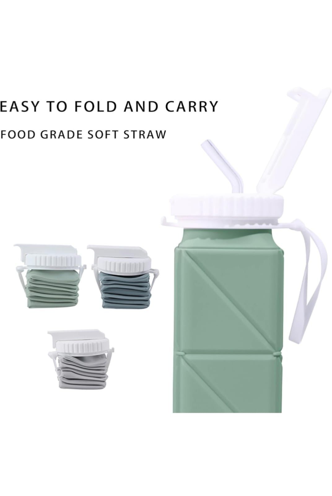 Collapsible Travel Water Bottles, Food Grade BPA Free Silicone Foldable Water Bottle, Leakproof Portable Expandable Water Bottles for Traveling, Camping, Hiking, Cycling & Sports Outdoor 620ml