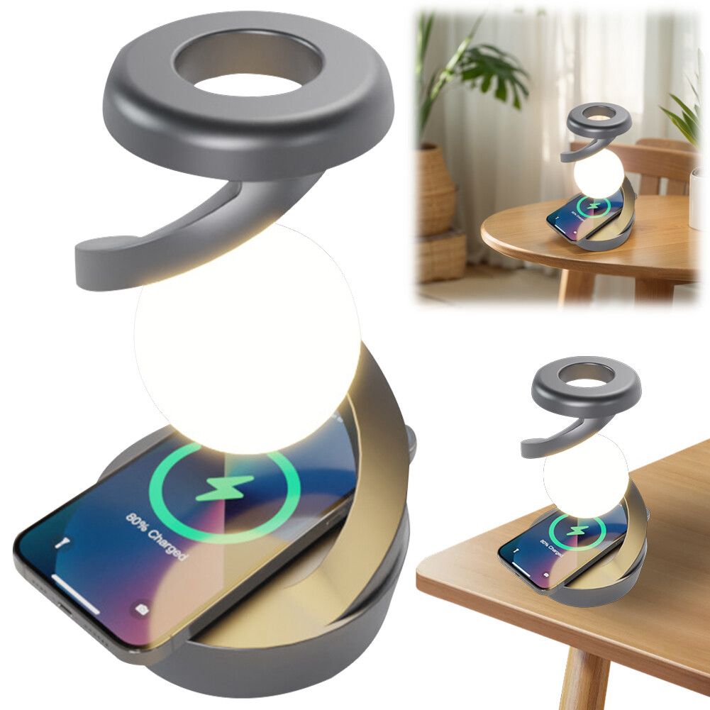 3D Floating Ball Light Wireless Charging Levitating Spiral LED Table Lamp with Color Changing Options