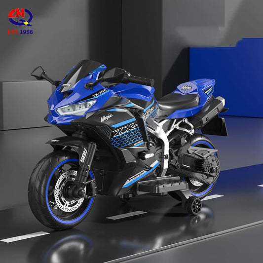 Kids Motorcycle Ride On Car Electric Toy 12V Battery Motorbike Sport Off Road Street Dirt Bike Pedal Training Wheels Blue