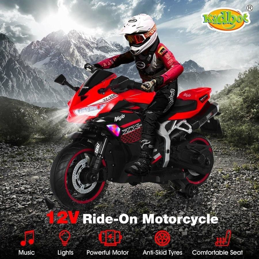 Kids Motorcycle Ride On Car Electric Toy 12V Battery Motorbike Sport Off Road Street Dirt Bike Pedal Training Wheels Blue