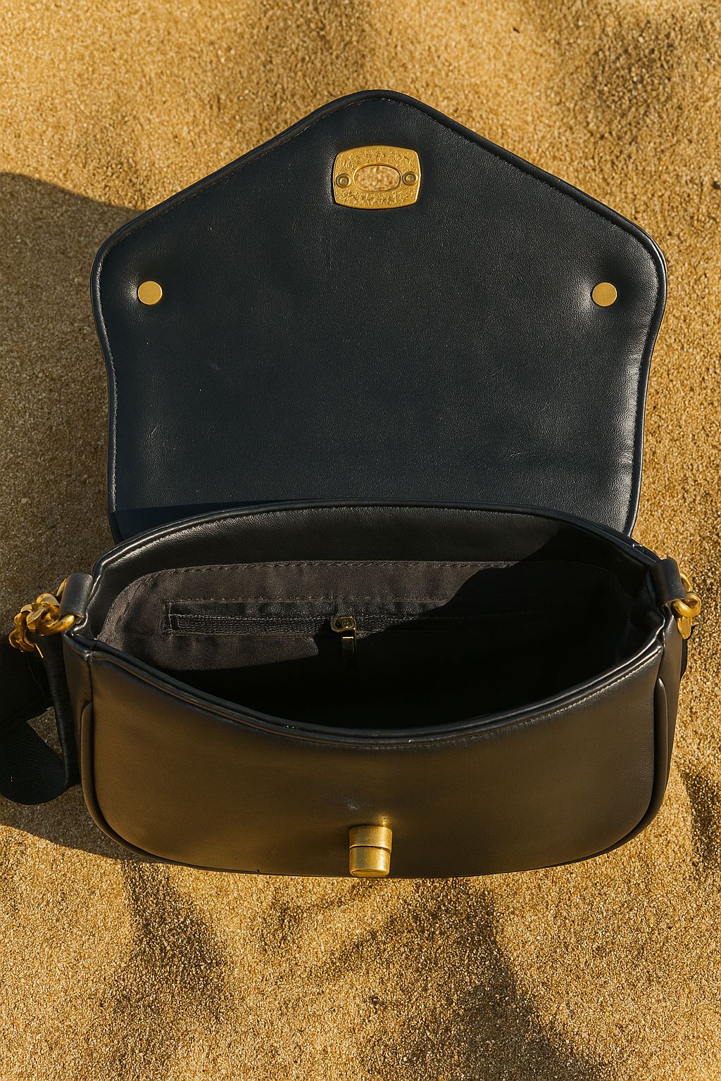 Modern Leather Crossbody Bag with Gold Chain & Mini Coin Pouch