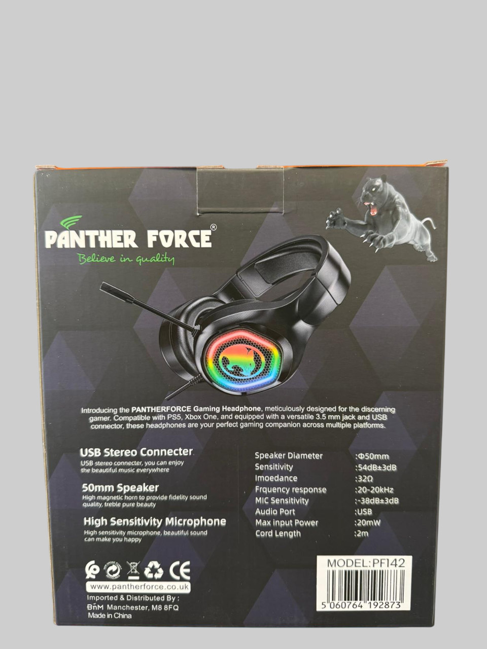 Panther Force PF142 Gaming Headset – USB Wired RGB Headphones with Mic