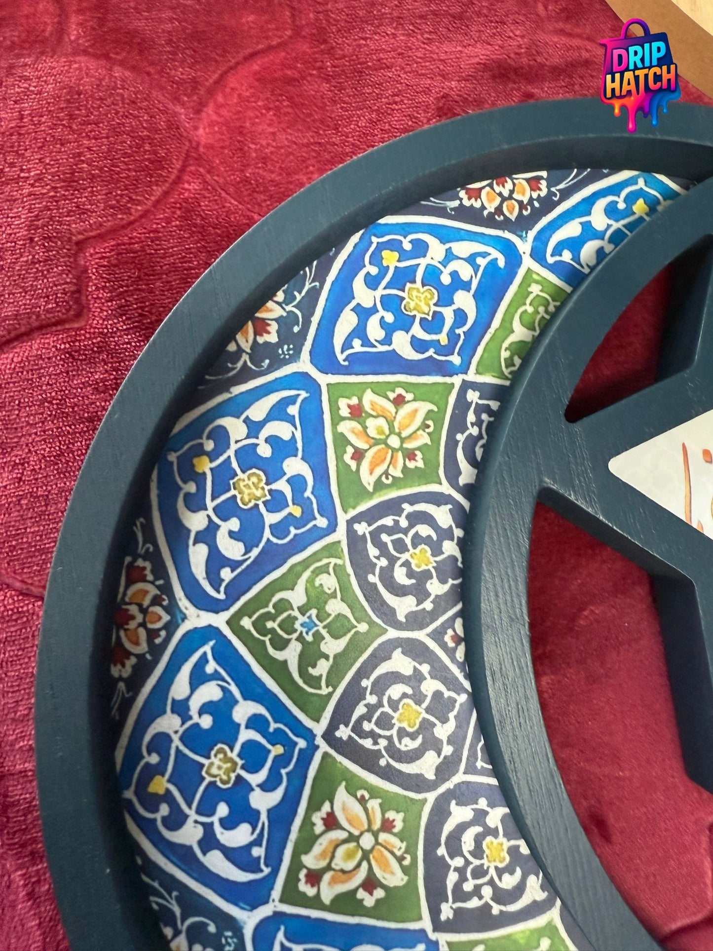 Crescent & Star Wooden Tray – Islamic Serving & Décor Piece