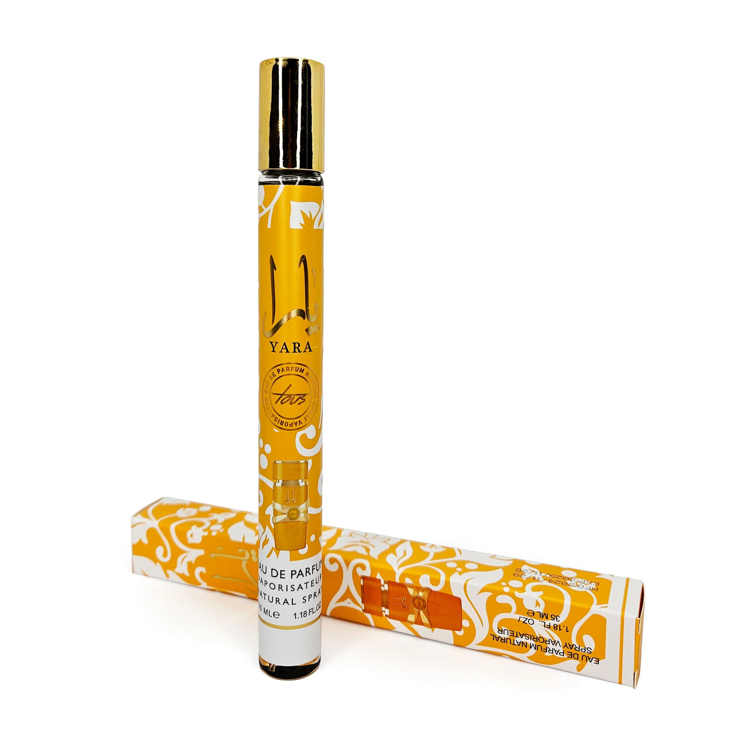 Lattafa Yara Moi Perfume Stick Spray Yellow 35ml Long Lasting Portable with Pheromones for Men & Women Musk Fragrance | Orchid Heliotrope Tangerine Gourmand Vanilla Musk Sandalwood