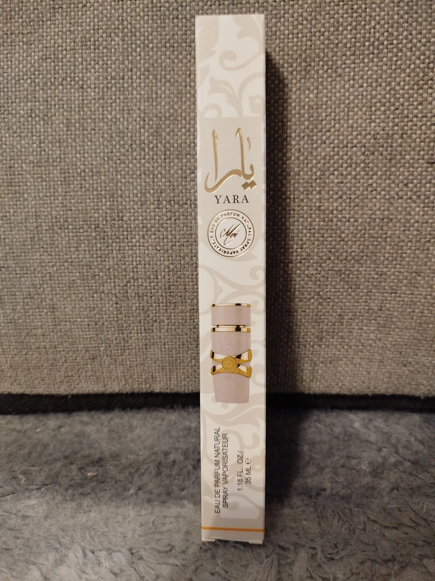 Lattafa Yara Moi White 35ml Stick Spray - Long Lasting Portable with Pheromones for Men Women - Clean Vibes Luxe Feels - Alcohol Free Peach Caramel Patchouli Sandalwood Amber