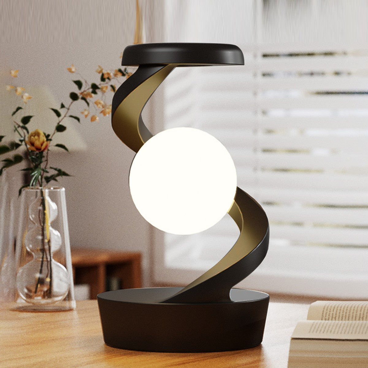 3D Floating Ball Light Wireless Charging Levitating Spiral LED Table Lamp with Color Changing Options