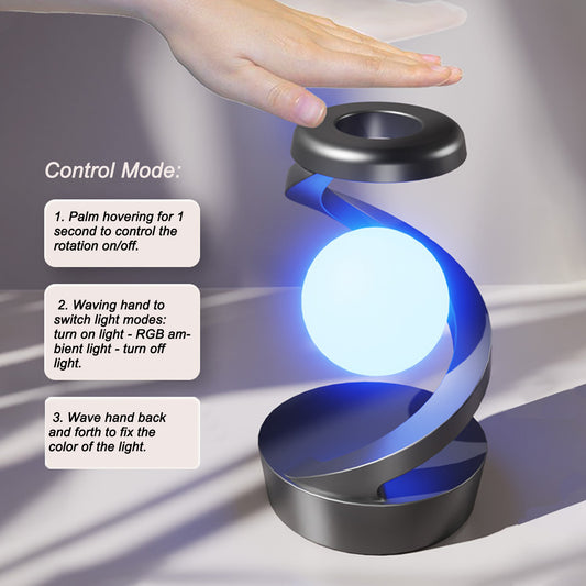 3D Floating Ball Light Wireless Charging Levitating Spiral LED Table Lamp with Color Changing Options