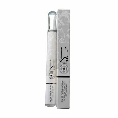 Lattafa Yara Moi White 35ml Stick Spray - Long Lasting Portable with Pheromones for Men Women - Clean Vibes Luxe Feels - Alcohol Free Peach Caramel Patchouli Sandalwood Amber