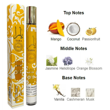 Lattafa Yara Moi Perfume Stick Spray Yellow 35ml Long Lasting Portable with Pheromones for Men & Women Musk Fragrance | Orchid Heliotrope Tangerine Gourmand Vanilla Musk Sandalwood