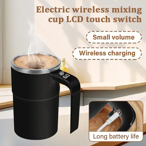 Rechargeable Self-Stirring Coffee Mug with Touchscreen Temperature Display & Auto-Mixing - USB Rechargeable Stainless Steel Matte Mug for Coffee, Milkshakes, Protein Drinks - Ideal Gift for Home & Office Use, Coffee Cup, Beverage Heating, Modern Drinkware