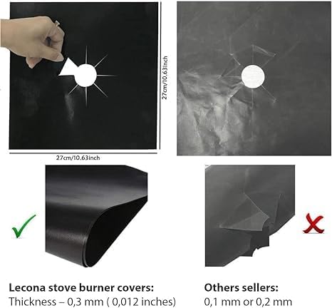 Heat-Resistant Gas Stove Protectors | Reusable Gas Stove Burner Covers | Gas Stove Mat Cooker Protector for Home Kitchen Gas Stove (BLACK)