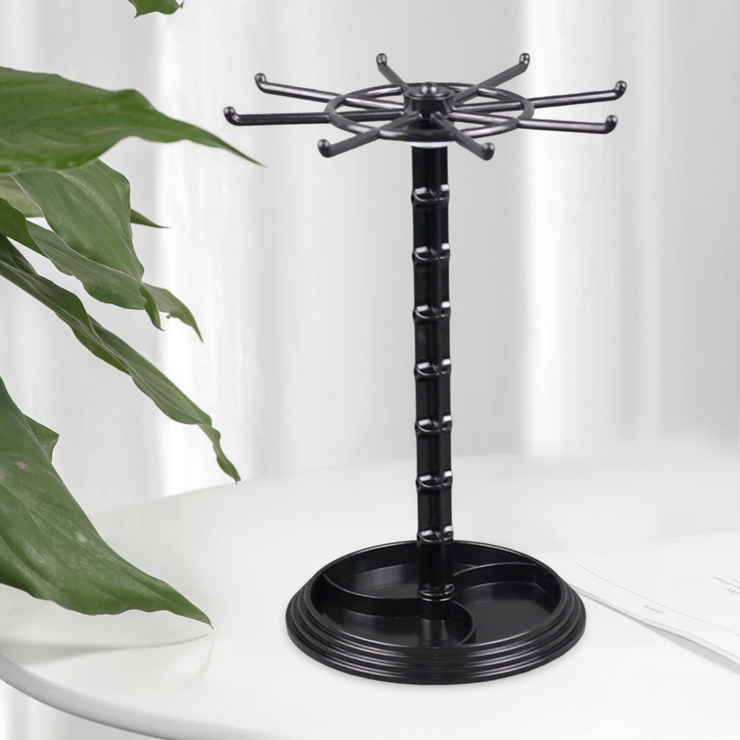 Jewelry Organizer Hanging Rack Rotating Jewelry Display Stand Necklace Holder Jewelry Hanger for Scrunchie Dresser Shows Countertop Bathroom Tall Black