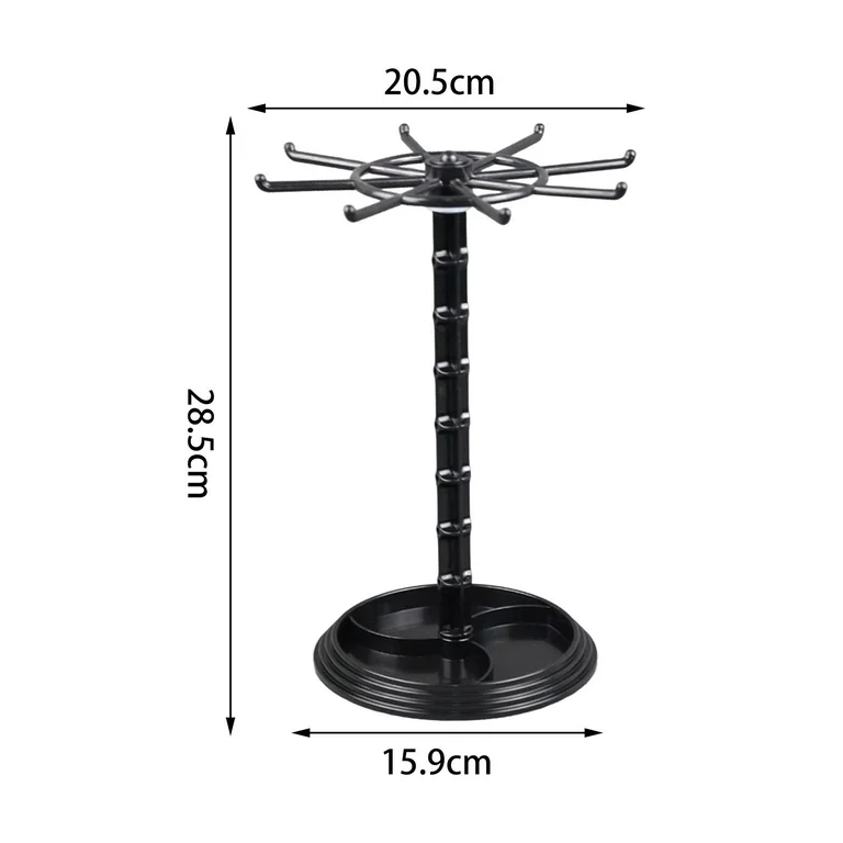 Jewelry Organizer Hanging Rack Rotating Jewelry Display Stand Necklace Holder Jewelry Hanger for Scrunchie Dresser Shows Countertop Bathroom Tall Black