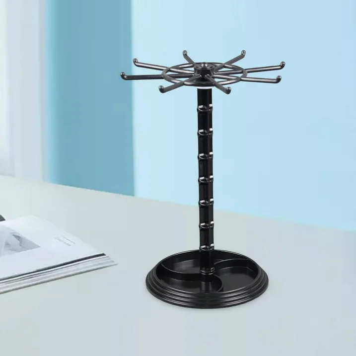 Jewelry Organizer Hanging Rack Rotating Jewelry Display Stand Necklace Holder Jewelry Hanger for Scrunchie Dresser Shows Countertop Bathroom Tall Black