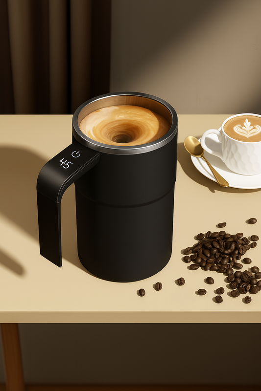 Rechargeable Self-Stirring Coffee Mug with Touchscreen Temperature Display & Auto-Mixing - USB Rechargeable Stainless Steel Matte Mug for Coffee, Milkshakes, Protein Drinks - Ideal Gift for Home & Office Use, Coffee Cup, Beverage Heating, Modern Drinkware