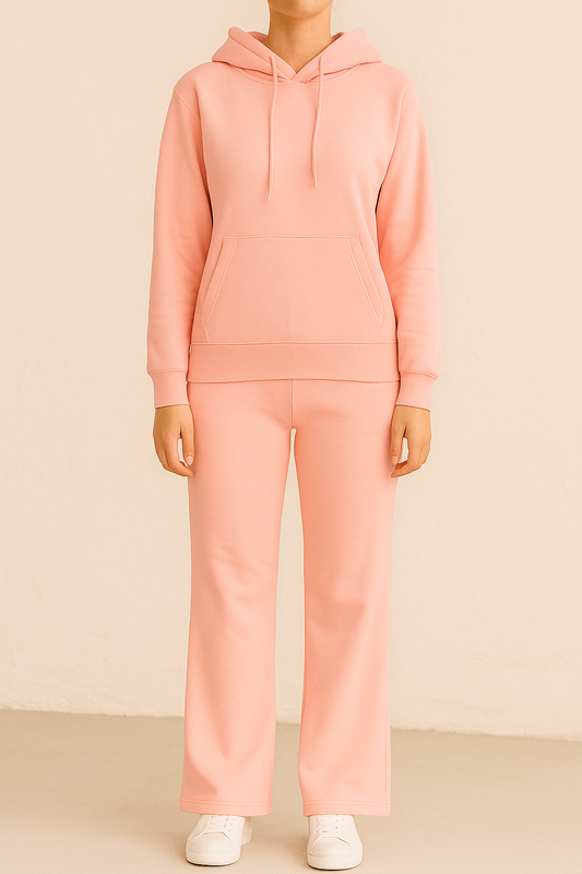 Ladies Wide Leg Fleece Tracksuit – 300 GSM Pullover Hoodie Set | Drip Hatch