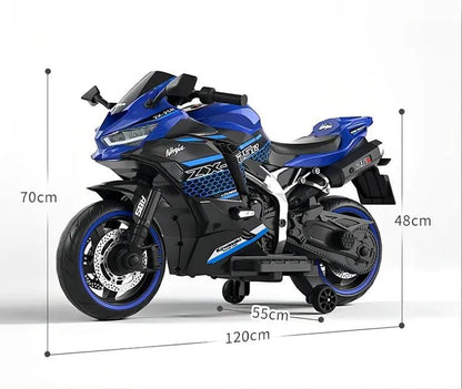Kids Motorcycle Ride On Car Electric Toy 12V Battery Motorbike Sport Off Road Street Dirt Bike Pedal Training Wheels Blue