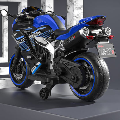 Kids Motorcycle Ride On Car Electric Toy 12V Battery Motorbike Sport Off Road Street Dirt Bike Pedal Training Wheels Blue